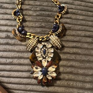 Elegant Gold and Blue Statement Necklace